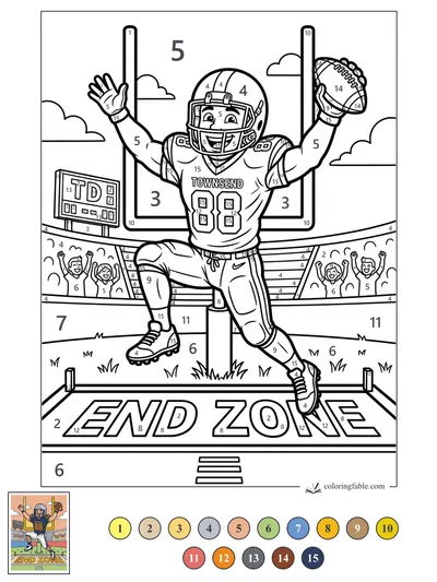 Townsend #88 Leaps in the End Zone — color by number