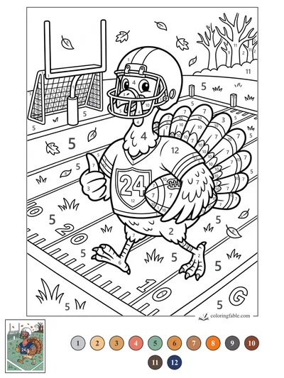 Turkey Quarterback Giving a Thumbs-Up — color by number