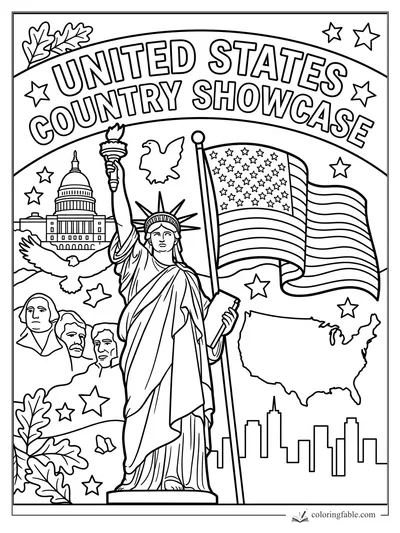 Country coloring pages — sample drawing