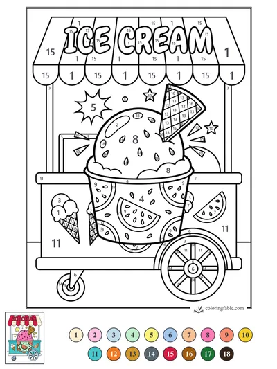 Watermelon Scoop at the Ice Cream Cart — color by number