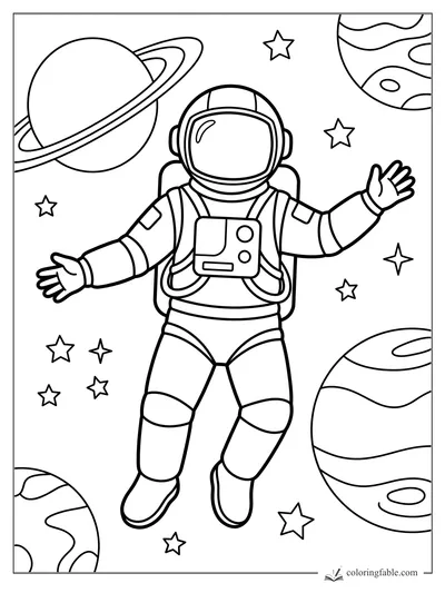 Astronaut coloring pages — sample drawing