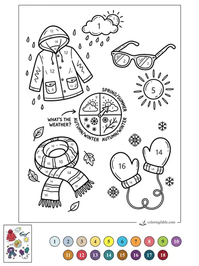 What’s the Weather? Seasons Doodle — color by number
