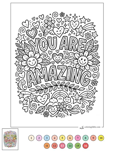 You Are Amazing Doodle Garden — color by number