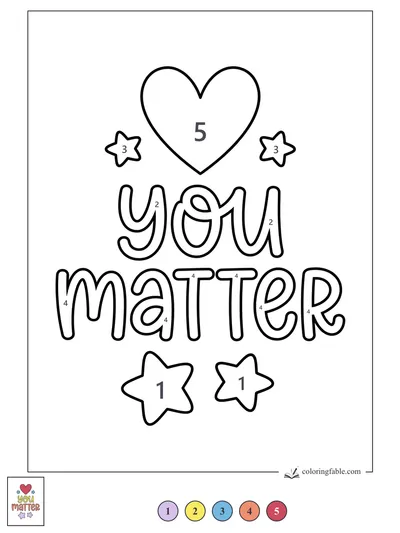 You Matter Heart and Stars — color by number